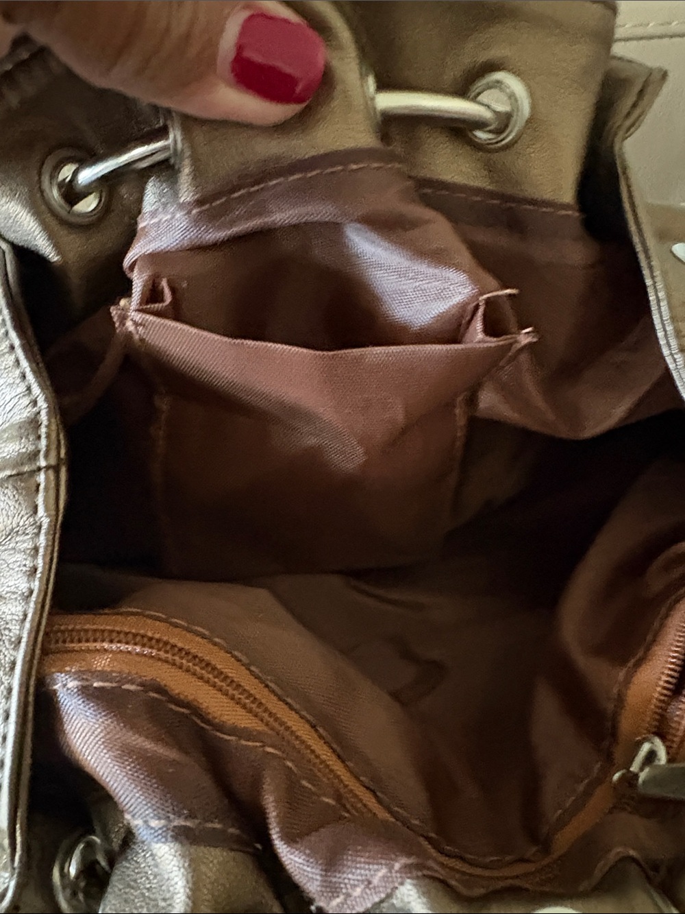 Ceeklen Metallic Bronze Studded Hobo Bag - Picture 6 of 6